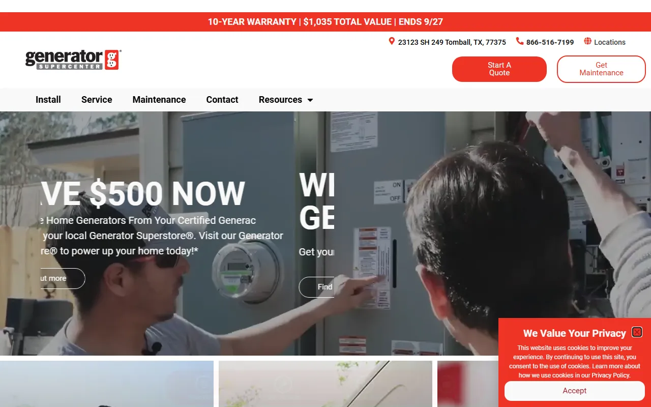 The Generator Supercenter website