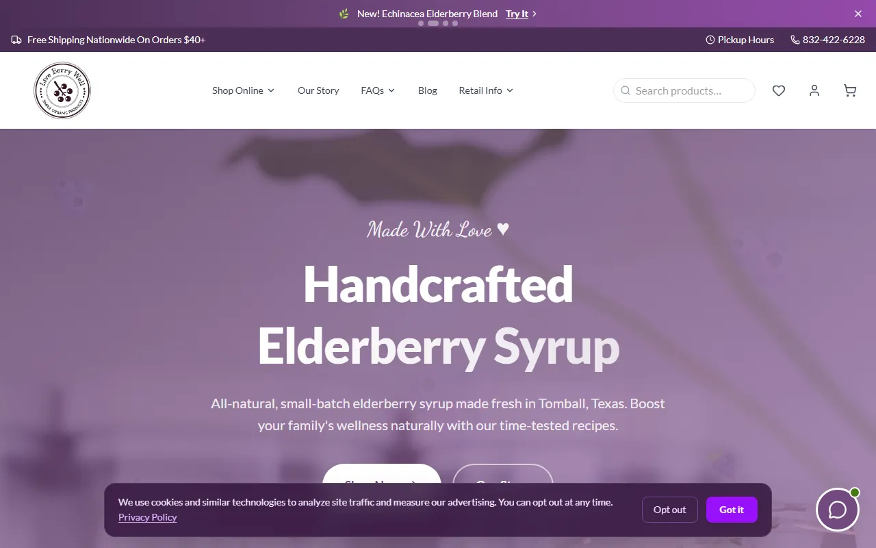 The Live Berry Well online store